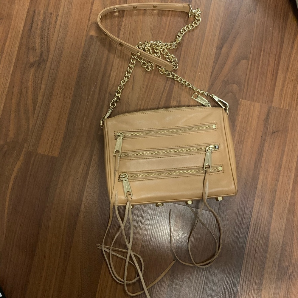 Rebecca Minkoff 5 zip mini tan crossbody
